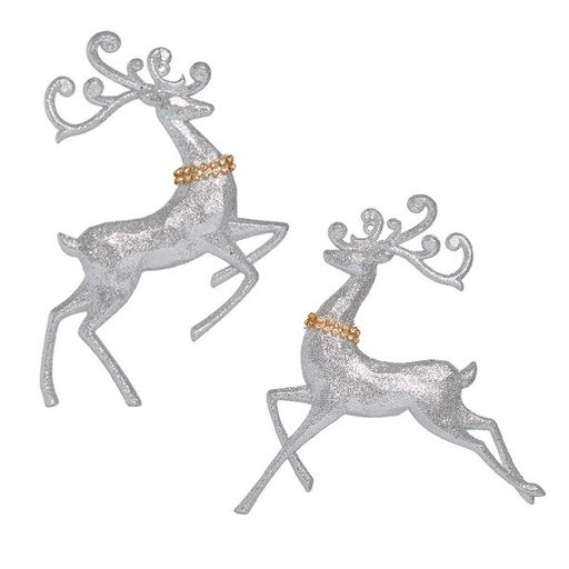 Олень благородный серебряный искристый, асс. из 2-х 11х2х14/ 14х2х13,5 см