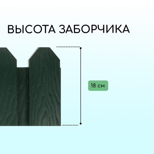 Ограждение декоративное, 18×300 см, 6 секций, пластик, зелёное, «Дачник»