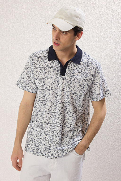 Lacivert Regular/Normal Kesim Desenli Polo Yaka T-shirt TMNSS25PO00032 - Trendyolmilla фото 2