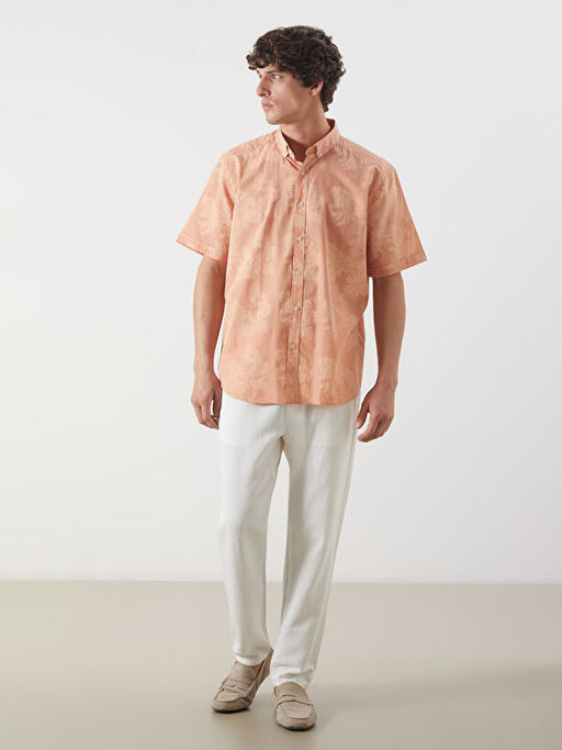 Slim Fit K?sa Kollu Desenli Poplin Erkek G?mlek - Waikiki фото 2
