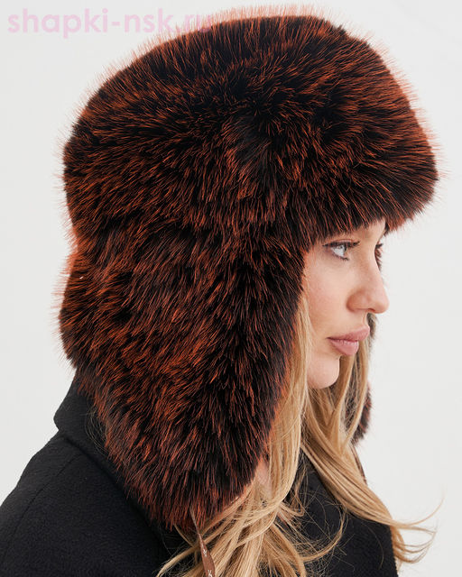 Лама экомех чернобурка Ушанка женская флис (56-58)