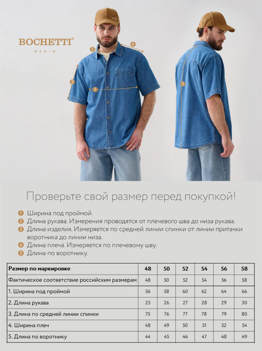 Рубашка мужская джинсовая синяя