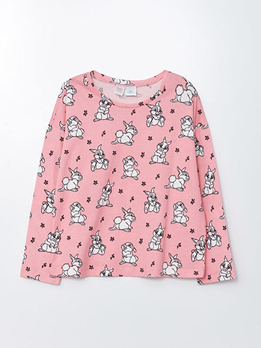 Bisiklet Yaka Bambi Bask?l? Uzun Kollu K?z ?ocuk Pijama Tak?m? - Waikiki фото 2