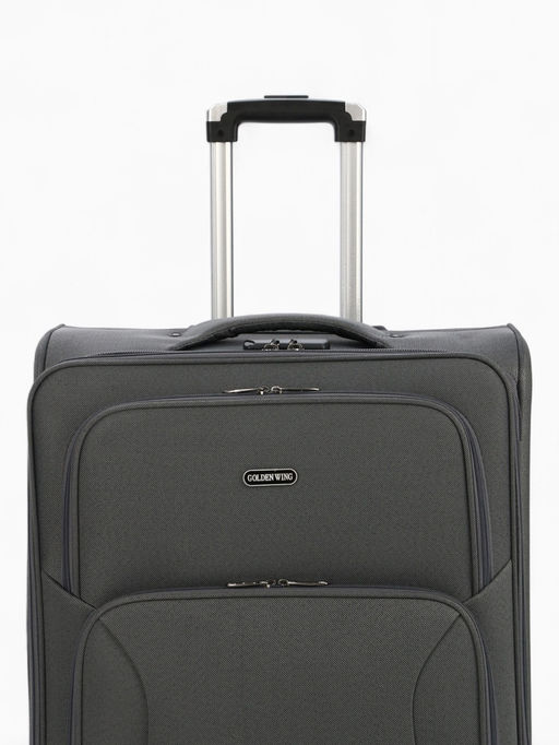 Чемодан на колёсах большой 97 л (L), на молнии, с увеличением, кодовый замок, 4 колеса, серый