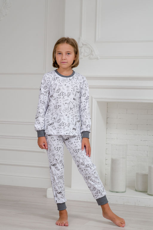 Пижама детская из интерлока Потешка котик темно серый - Амадэль фото 10