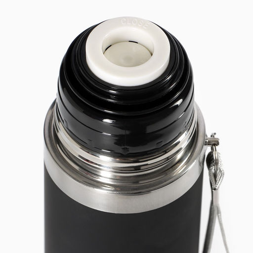 Термос гильза Мастер К, 500 мл, 24?7 см, с кружкой, с помпой, сохраняет тепло 10 ч, нержавеющая сталь, чёрный