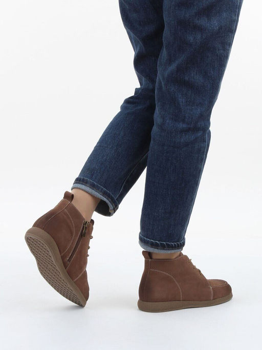 01-S77-99 BROWN Ботинки демисезонные женские (натуральная замша, байка)