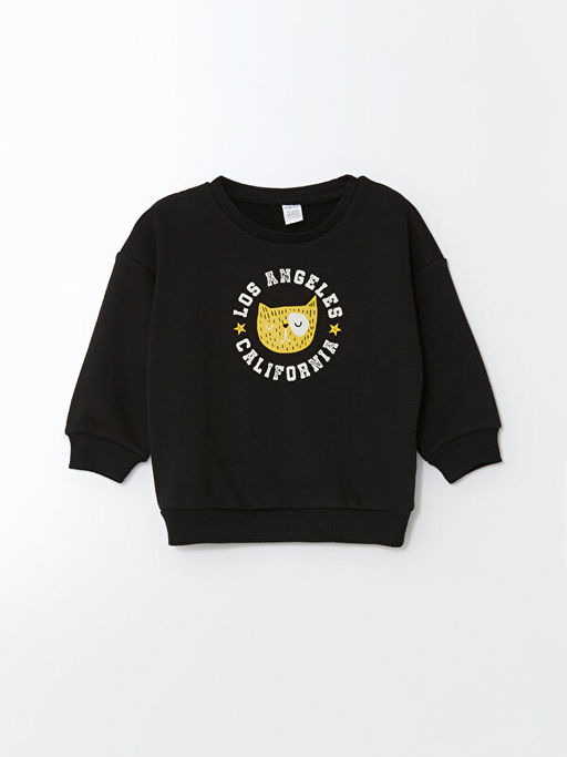 Bisiklet Yaka Bask?l? Erkek Bebek Sweatshirt ve E?ofman Alt 2li Tak?m - Waikiki фото 2