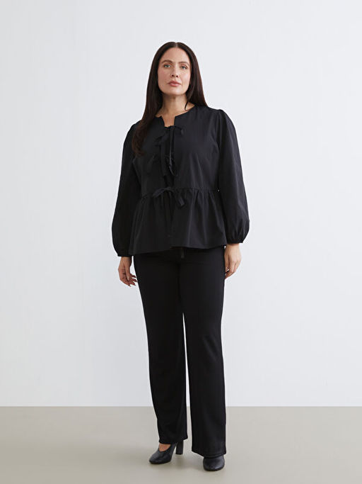 B?y?k Beden Fiyonk Ba?lama Detayl? Kad?n G?mlek