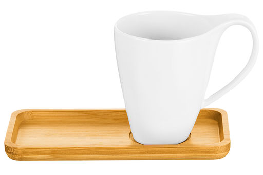 Чашка 400 мл 13,5*9*11,5 см Айсберг с бамбуковым блюдцем для десерта 21*10,5*1,5 см - Elan gallery фото 6