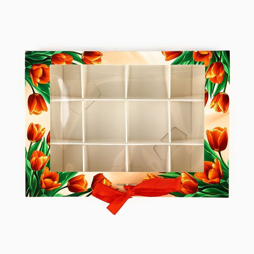 Цена за 5 шт. Коробка под 12 конфет с ячейками Подарок для тебя 18.5?13.5?3.5 см