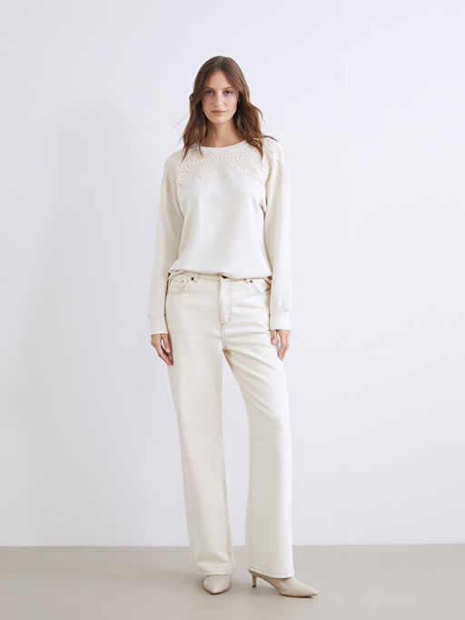 Kro?e Detayl? Kad?n Sweatshirt Tunik