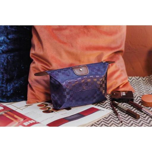 Косметичка простая на молнии, «Шахматная доска», тёмно-синяя