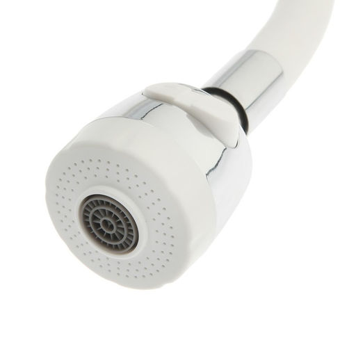 Смеситель для кухни ZEIN ZC2032, гибкий силиконовый излив,кран-букса латунь 1/2", белый/хром