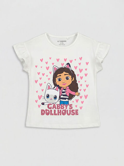 Bisiklet Yaka Gabbys Dollhouse Bask?l? K?z ?ocuk Ti??rt