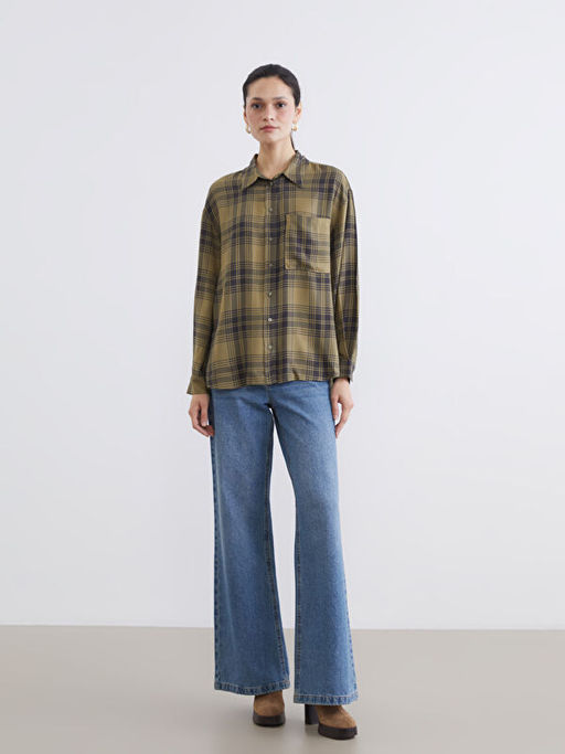 Ekose Poplin Oversize Kad?n G?mlek Tunik