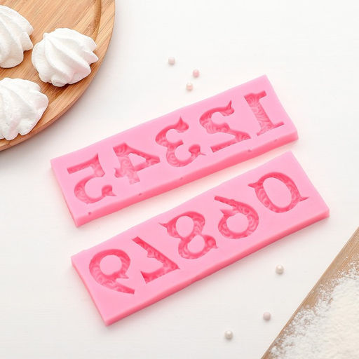 Молд для заливки шоколада Цифры с узором, 2 шт., силикон, 16.6?10.5 см, розовый - Simaland фото 3