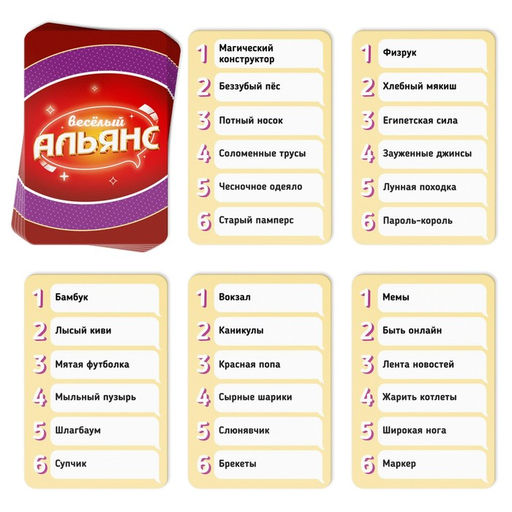 Настольная игра на объяснение слов Весёлый альянс, 135 карт, игровое поле, песочные часы, 6 фишек, 10+ - Лас играс фото 5