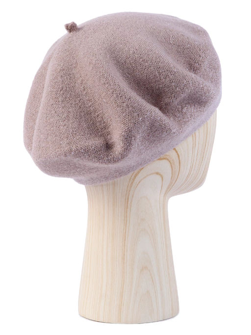 Берет жен. шерсть LB-N88704 beige/pink