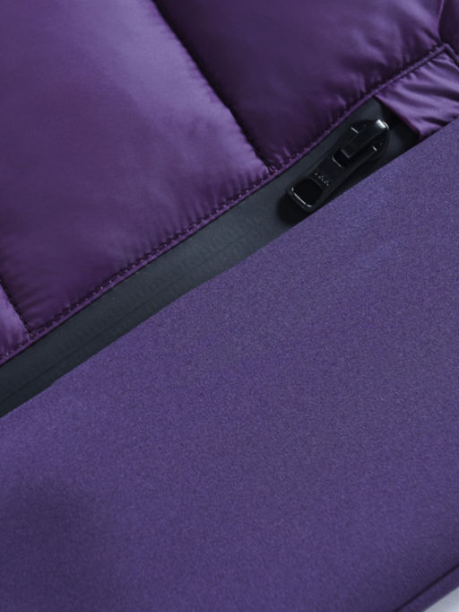 Куртка женская гибридная стёганая с капюшоном с графеновой подкладкой фиолетового цвета 9630_1F