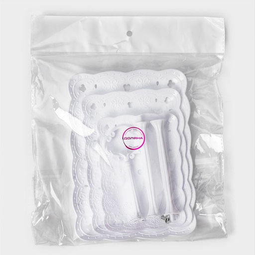 Этажерка для фруктов и десертов Доляна «Вивьен», 3 ярусная, пластик, 15.5×11 см, 19.2×13.8 см, 22.7×16.4 см, белая