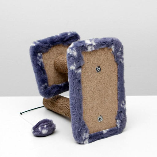 Когтеточка для котят двойная, 30 х 20 х 34 см, джут, серая с лапками - Пижон фото 7