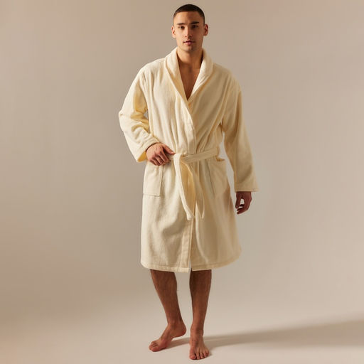 Халат махровый мужской SL HOME: Basic «Айвори», размер M, хлопок 100%, молочный
