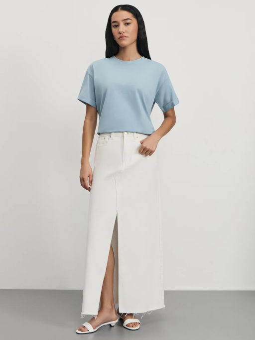 Футболка из хлопка с вышивкой на рукаве / Zarina  фото 2