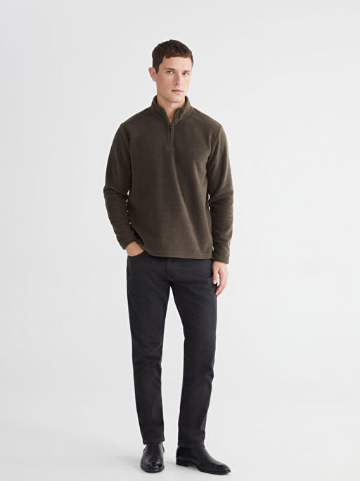 Dik Yaka Polar Erkek Sweatshirt