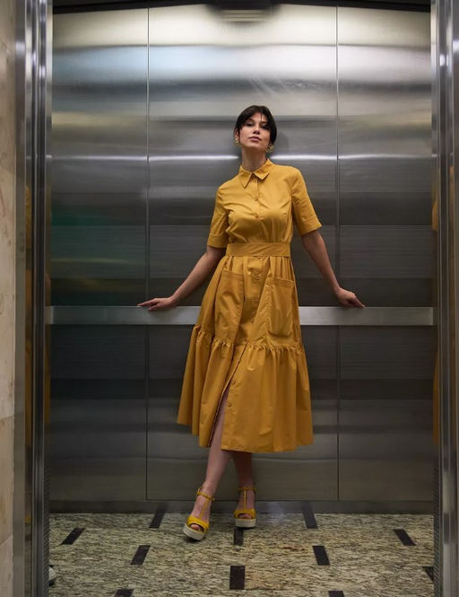 Платье хлопок OD-791-4 горчица OD-791-4