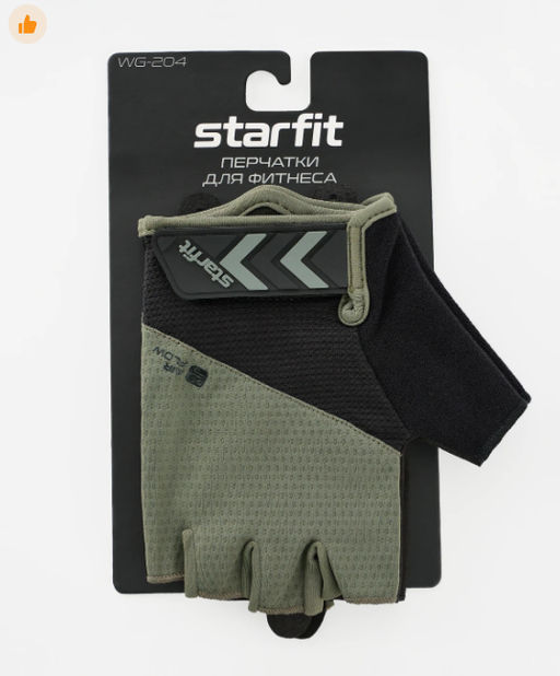 Перчатки для фитнеса STARFIT WG-204, черный/хаки  фото 5