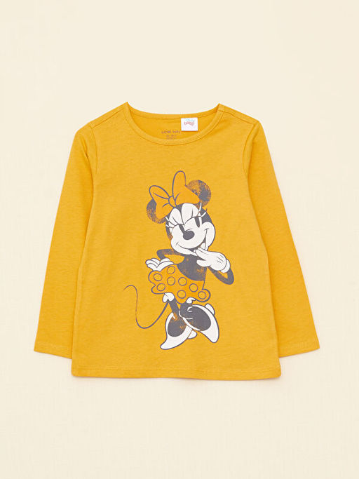 Bisiklet Yaka Uzun Kollu Minnie Mouse Bask?l? K?z Bebek Pijama Tak?m - Waikiki фото 2