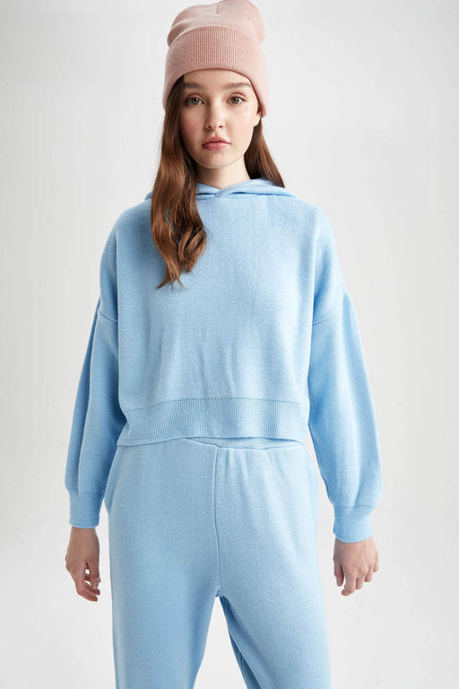 Свитер оверсайз с капюшоном - Defacto фото 4