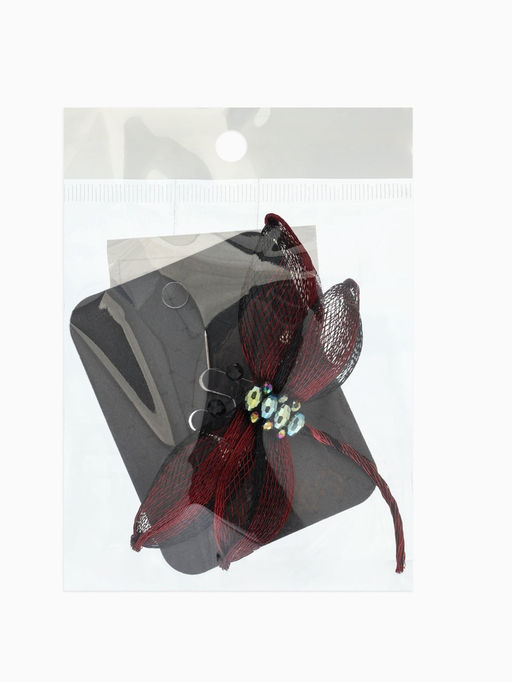 Брошь «Стрекоза», плетёная, бордово-чёрная