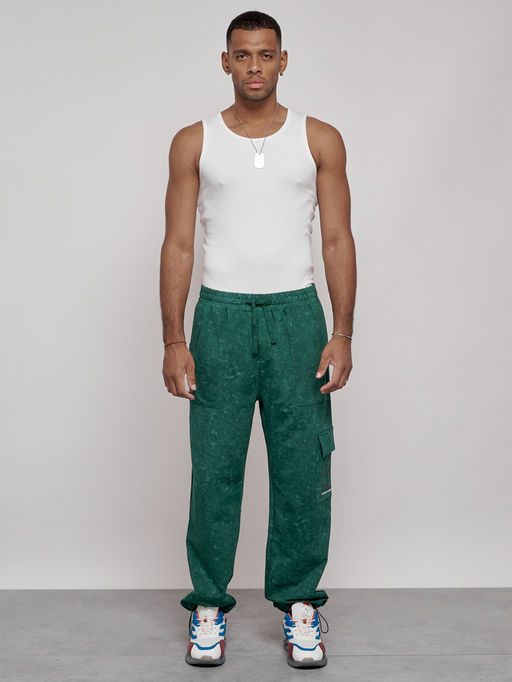 Широкие спортивные брюки трикотажные мужские зеленого цвета 12932Z - Mtforce фото 5