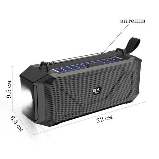 Фонарь аккумуляторный, 5 Вт, 1200 мАч, IPX5, Bluetooth, AUX, USB, радио, солнеч.батарея,микс - Simaland фото 2