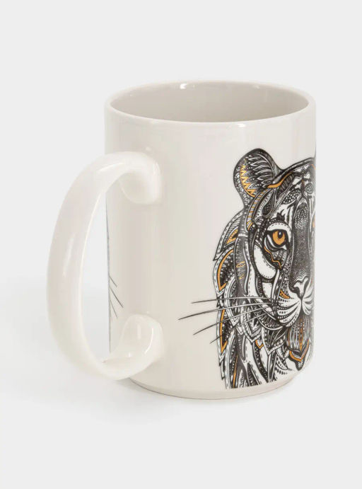 Кружка, 500 мл, фарфор N, белая, Тигр, Wild