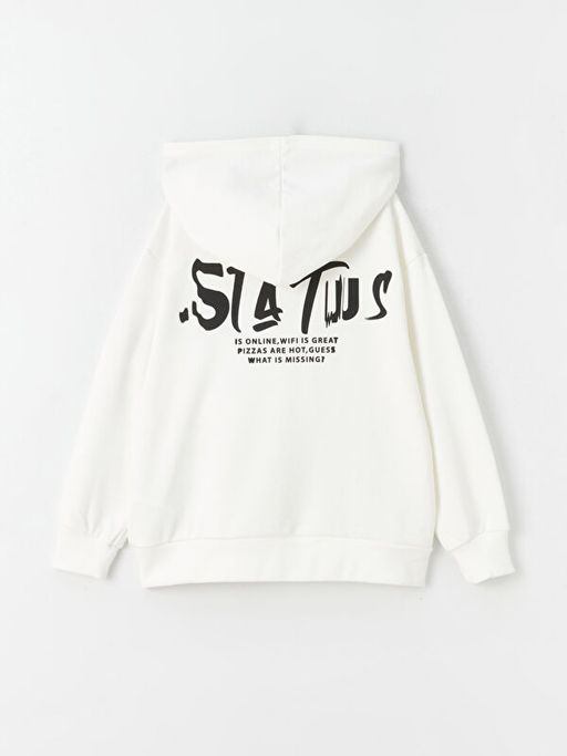 Bask?l? Uzun Kollu Erkek ?ocuk Hoodie - Waikiki фото 3