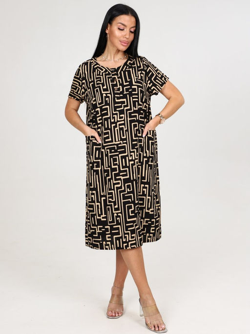 756 ЖЕНСКОЕ ПЛАТЬЕ (Черный/бежевый) - А-дина фото 2