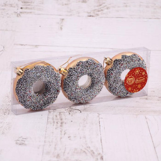 Ёлочные игрушки 3 шт. Пончики 28 см - Зимнее волшебство фото 2