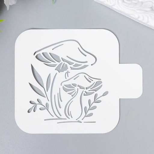 Пластиковый трафарет для творчества «Грибы», шаблон, 9×9 см