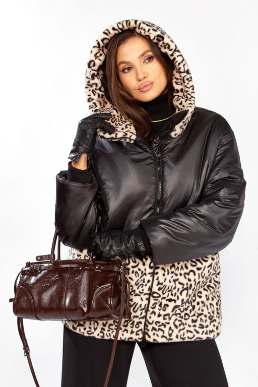 Куртка LADY SECRET 7296 черный+беж лео