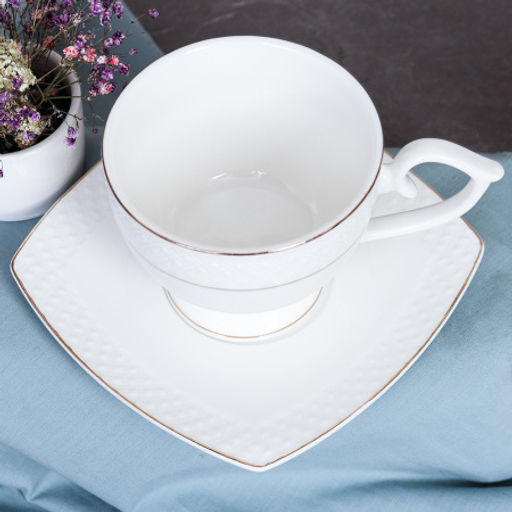 Чайный набор 12 предметов 300 мл на ножке / GA2-12G /уп 8/ костяной фарфор - Галеонтрейд фото 11