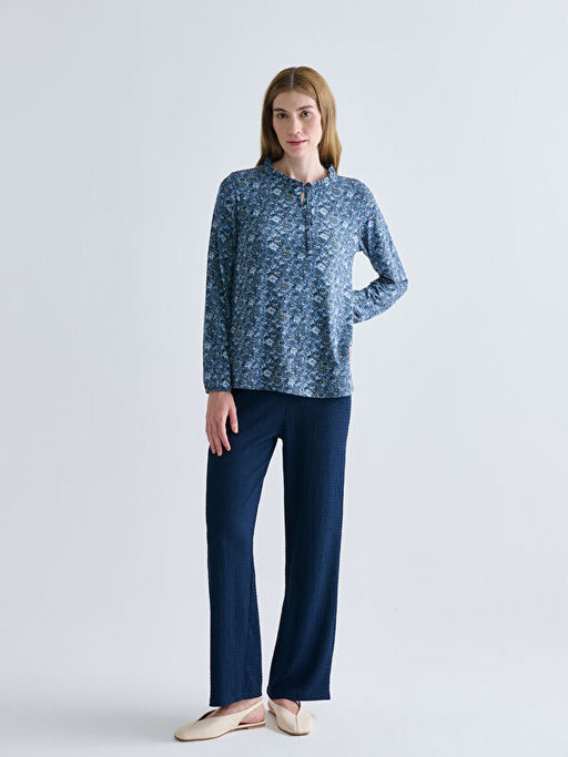 Ba?lamal? Yaka Desenli Bluz