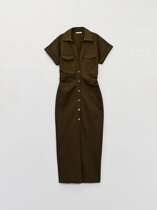 Платье миди из хлопка со сборками / Zarina