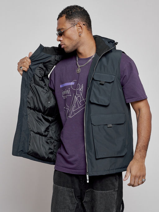 Куртка - жилетка трансформер 2 в 1 мужская зимняя темно-синего цвета 2409TS - Mtforce фото 30