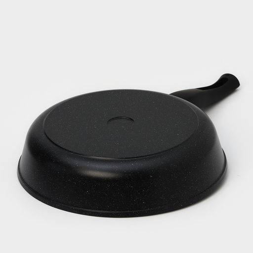 Сковорода Доляна «Элит», d=28 см, пластиковая ручка, стеклянная крышка, антипригарное покрытие, цвет чёрный