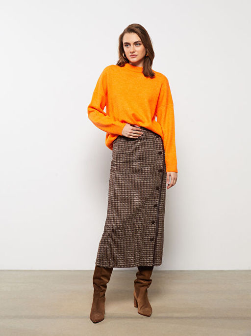 Desenli D??me Detayl? Kad?n Etek