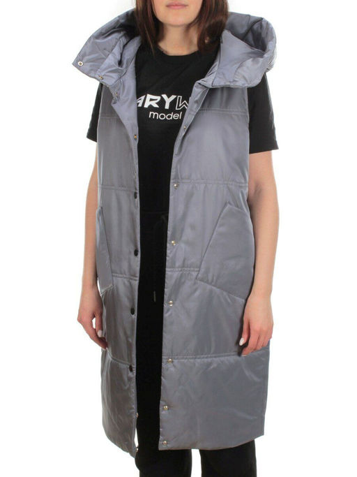 M006 GRAY Жилет женский демисезонный (100 гр. синтепон) - Фабричный китай фото 9