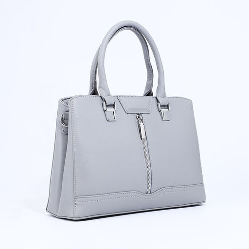 Сумка тоут на молнии, наружный карман, длинный ремень, цвет серый - Simaland фото 3